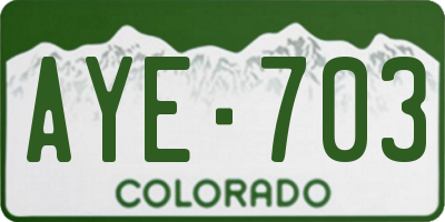 CO license plate AYE703