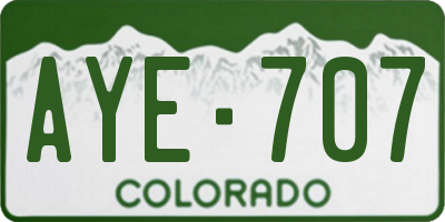 CO license plate AYE707