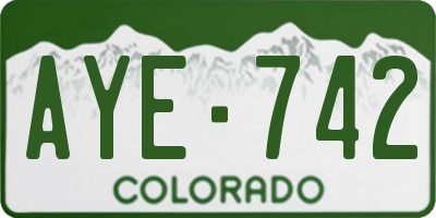 CO license plate AYE742