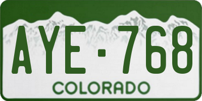 CO license plate AYE768