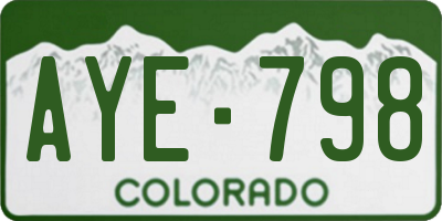 CO license plate AYE798