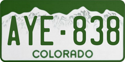 CO license plate AYE838