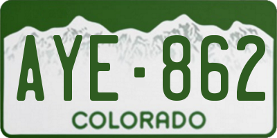CO license plate AYE862