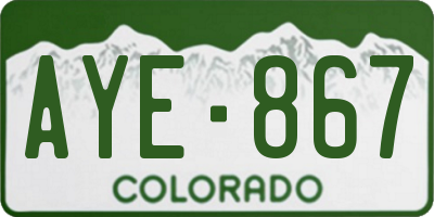 CO license plate AYE867