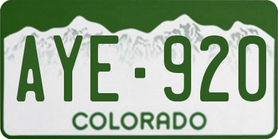 CO license plate AYE920