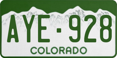 CO license plate AYE928