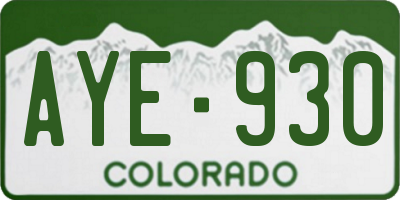 CO license plate AYE930