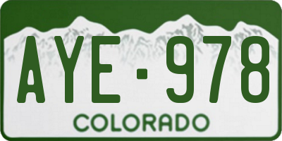 CO license plate AYE978