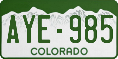 CO license plate AYE985