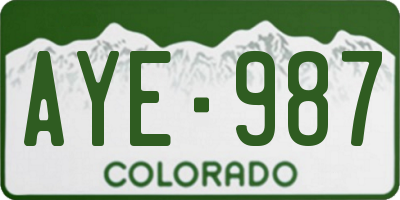 CO license plate AYE987