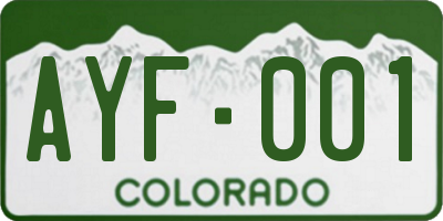 CO license plate AYF001