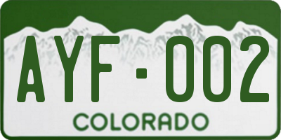 CO license plate AYF002