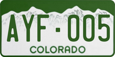 CO license plate AYF005