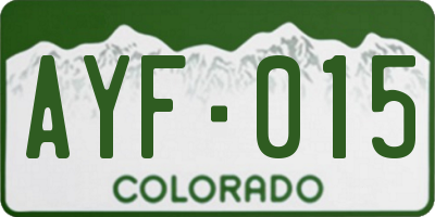 CO license plate AYF015