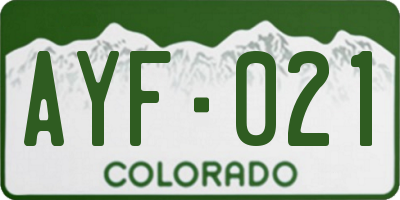CO license plate AYF021