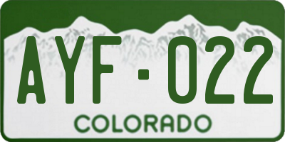 CO license plate AYF022