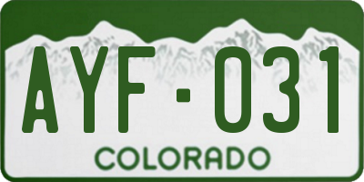 CO license plate AYF031