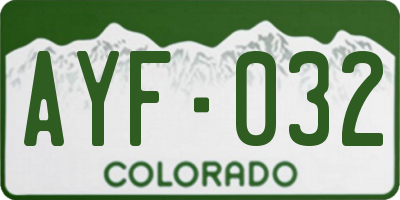 CO license plate AYF032