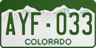 CO license plate AYF033