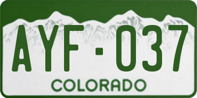 CO license plate AYF037
