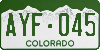 CO license plate AYF045