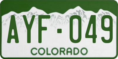 CO license plate AYF049
