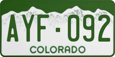 CO license plate AYF092