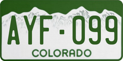 CO license plate AYF099