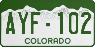 CO license plate AYF102