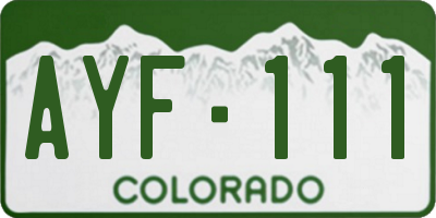 CO license plate AYF111