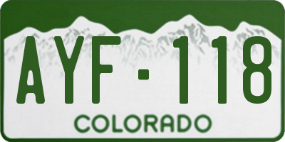 CO license plate AYF118