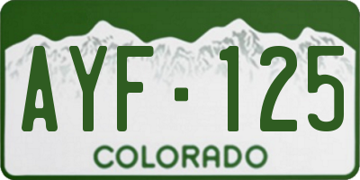 CO license plate AYF125