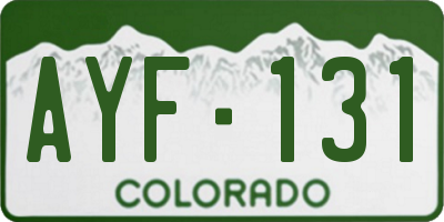 CO license plate AYF131