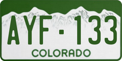 CO license plate AYF133