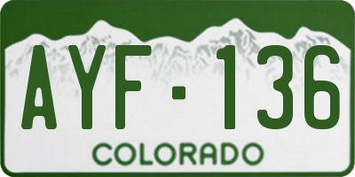 CO license plate AYF136