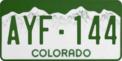 CO license plate AYF144