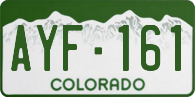CO license plate AYF161