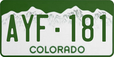 CO license plate AYF181