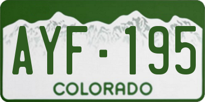 CO license plate AYF195