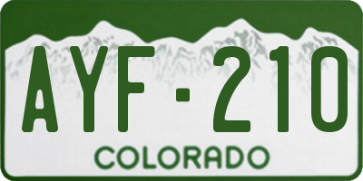CO license plate AYF210