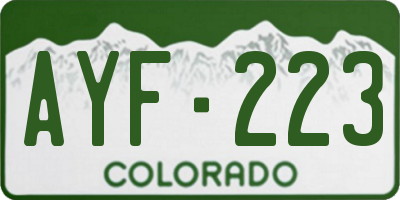 CO license plate AYF223