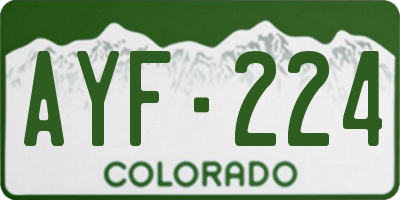 CO license plate AYF224