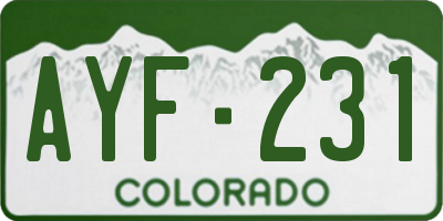CO license plate AYF231
