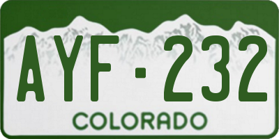 CO license plate AYF232