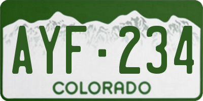 CO license plate AYF234