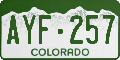 CO license plate AYF257