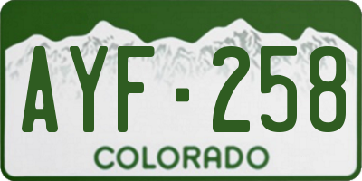 CO license plate AYF258