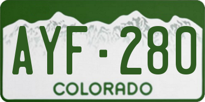 CO license plate AYF280