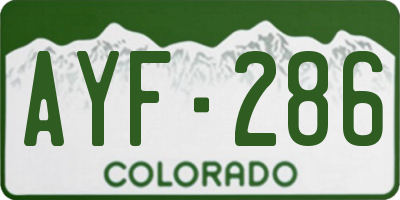 CO license plate AYF286