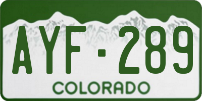CO license plate AYF289
